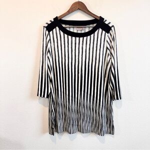 Chico’s Easywear Striped Tunic Minimalist Travel Wrinkle Resistant Top Large